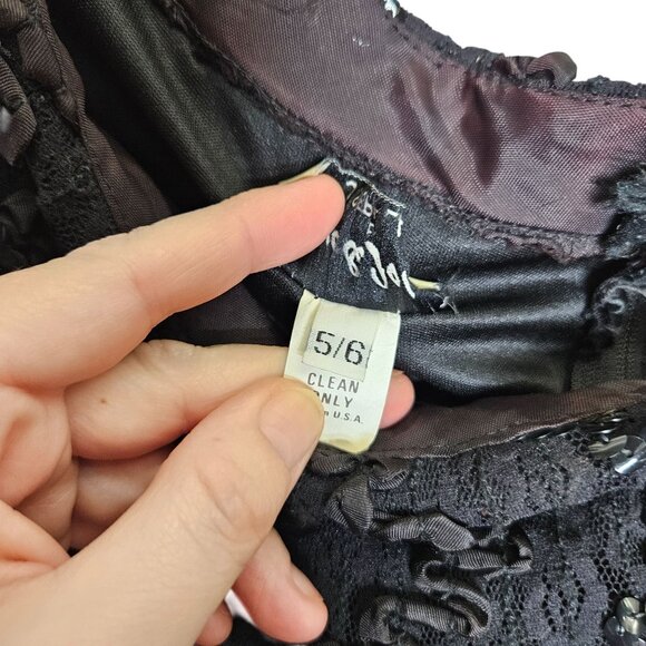 Vintage 80s Dave & Johnny Joseph Lara Lace Sequin Off-Shoulder Mermaid Dress 5/6 - Picture 6 of 14